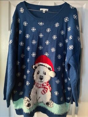 Notations Blue Holiday Polar Bear Sweater